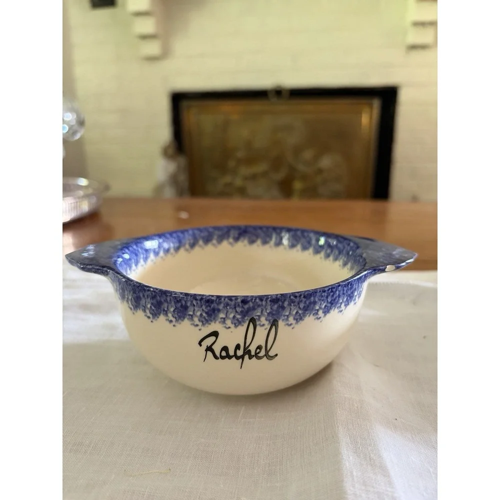 French Folk Art Breton Bowls And Cafe Any Lait Cup Handpainted And Signed Blue